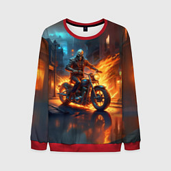 Свитшот мужской Скелет байкер, цвет: 3D-красный