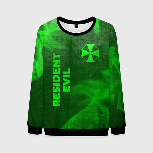 Мужской свитшот Resident Evil - green gradient вертикально / 3D-Черный – фото 1