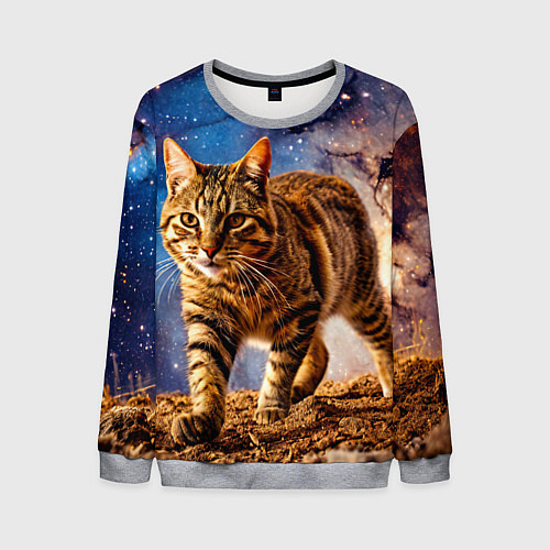 Мужской свитшот Пиксибоб в космосе / 3D-Меланж – фото 1