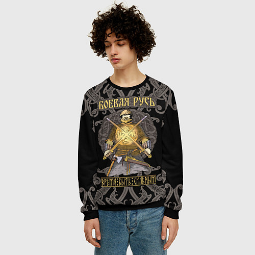 Мужской свитшот Боевая Русь русский богатырь / 3D-Черный – фото 3