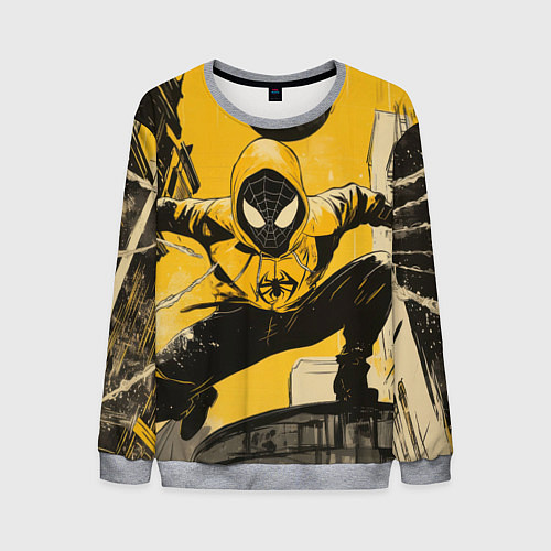 Мужской свитшот Черный человек-паук / 3D-Меланж – фото 1