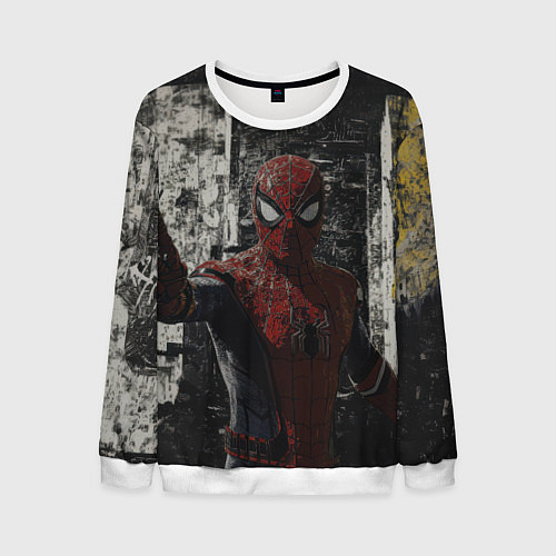 Мужской свитшот Spider man night / 3D-Белый – фото 1