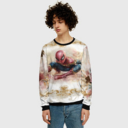 Свитшот мужской Человек - паук розы и узоры, цвет: 3D-черный — фото 2