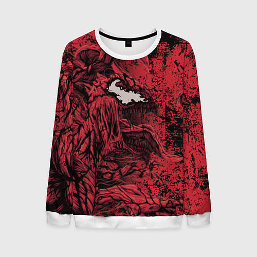Мужской свитшот Красный веном текстура Карнажа / 3D-Белый – фото 1