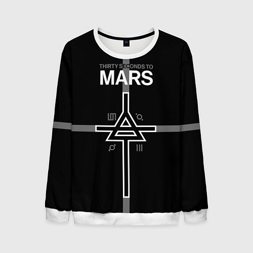 Мужской свитшот 30 Seconds to Mars - poster / 3D-Белый – фото 1