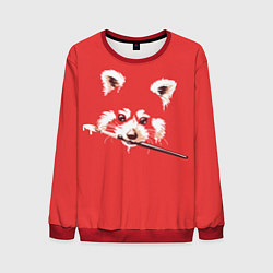 Свитшот мужской Красная панда с кисточкой в зубах, цвет: 3D-красный