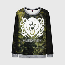 Свитшот мужской Лес мой храм - дух леса медведь Велес, цвет: 3D-меланж