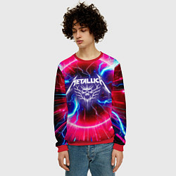 Свитшот мужской Metallica - neon glow, цвет: 3D-красный — фото 2