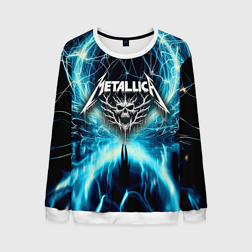 Мужской свитшот Neon glow - Metallica / 3D-Белый – фото 1
