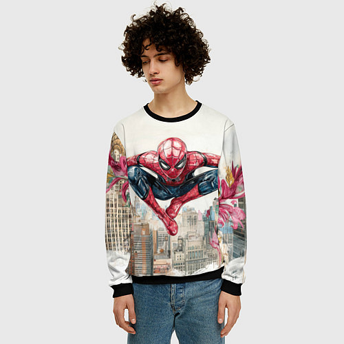 Мужской свитшот Человек паук паркур / 3D-Черный – фото 3
