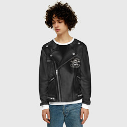 Свитшот мужской Косуха байкерская с нашивками, цвет: 3D-белый — фото 2