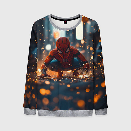 Мужской свитшот Человек паук и золотая пыльца / 3D-Меланж – фото 1