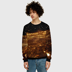 Свитшот мужской Золотистые крупицы на черном, цвет: 3D-черный — фото 2