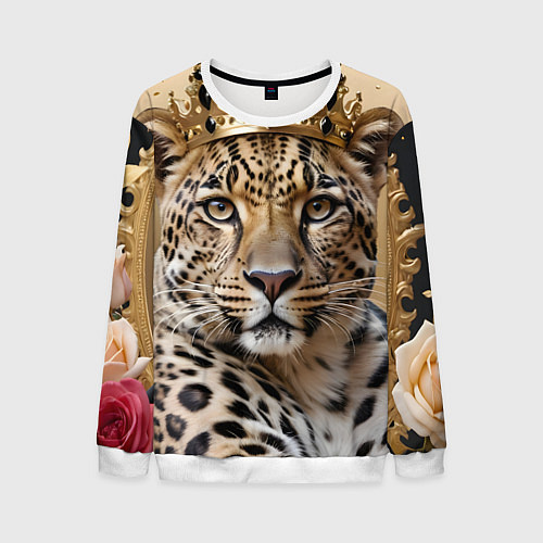 Мужской свитшот Королевский леопард / 3D-Белый – фото 1