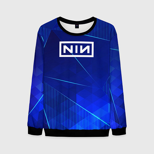 Мужской свитшот Nine Inch Nails blue poly / 3D-Черный – фото 1