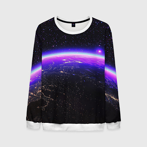 Мужской свитшот Планета и неоновое свечение / 3D-Белый – фото 1