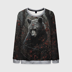 Свитшот мужской Бурый мишка в дремучем лесу, цвет: 3D-меланж