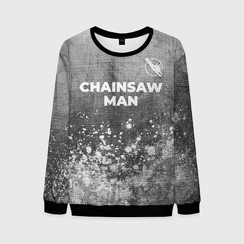 Мужской свитшот Chainsaw Man - grey gradient посередине / 3D-Черный – фото 1