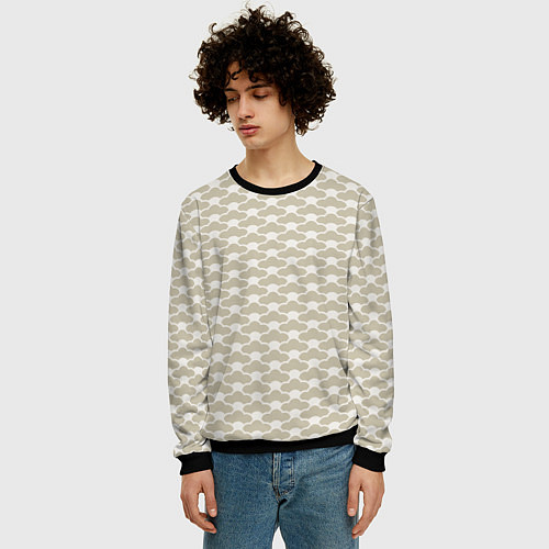 Мужской свитшот Геометричный узор в японском стиле / 3D-Черный – фото 3