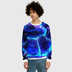 Свитшот мужской Объемные плиты в неоновом свечение, цвет: 3D-белый — фото 2