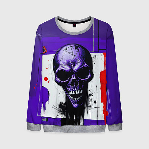 Мужской свитшот Пурпурный зловещий череп / 3D-Меланж – фото 1