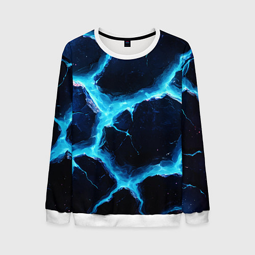 Мужской свитшот Голубая потертая текстура с разломом / 3D-Белый – фото 1