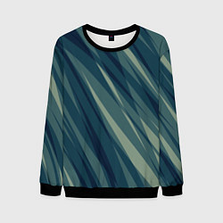 Свитшот мужской Зеленовато-синий полосы, цвет: 3D-черный