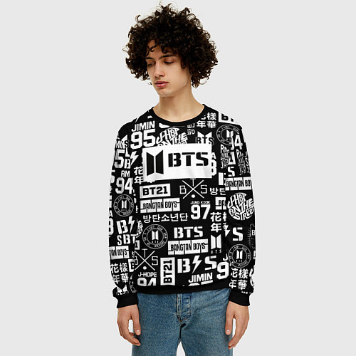 Мужской свитшот Bangtan Boys pattern black / 3D-Черный – фото 3