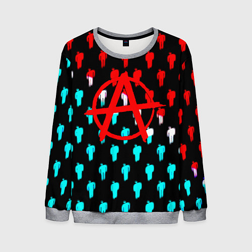 Мужской свитшот Анархия человечки паттерн / 3D-Меланж – фото 1