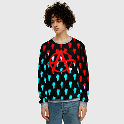Свитшот мужской Анархия человечки паттерн, цвет: 3D-меланж — фото 2