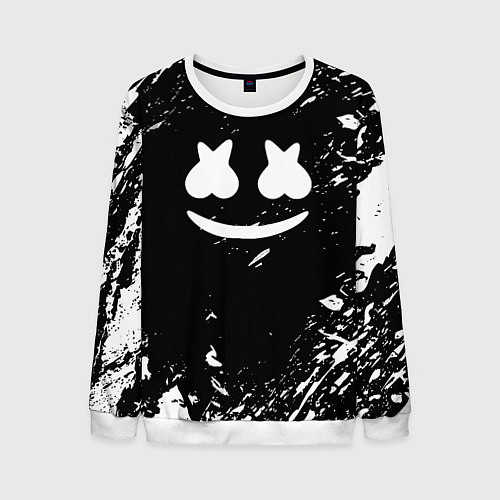 Мужской свитшот Marshmello брызги красок / 3D-Белый – фото 1