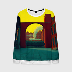 Свитшот мужской Арт с поездом, цвет: 3D-белый