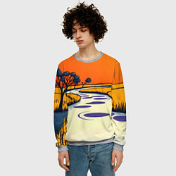 Свитшот мужской Арт с фантастическим пейзажем, цвет: 3D-меланж — фото 2