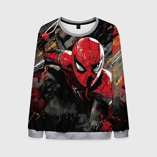 Мужской свитшот Человек-паук и красная краска / 3D-Меланж – фото 1