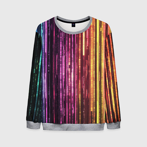 Мужской свитшот Неоновый и переливающийся киберпанк узор / 3D-Меланж – фото 1