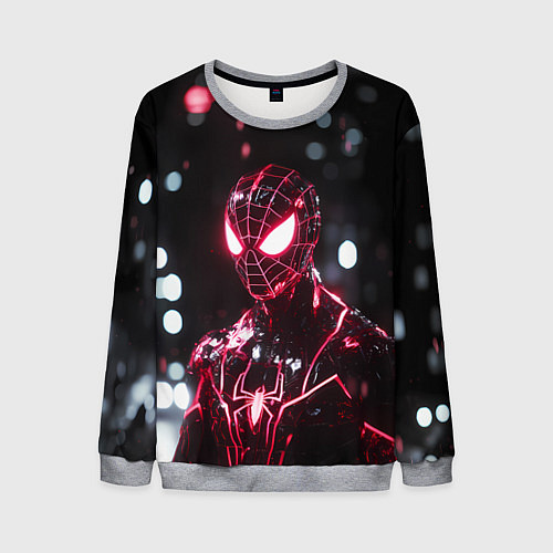 Мужской свитшот Человек-паук в красно-черном костюме / 3D-Меланж – фото 1
