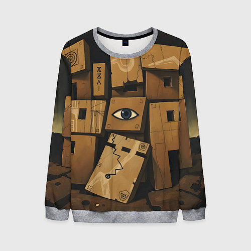 Мужской свитшот Коробки и глаз / 3D-Меланж – фото 1