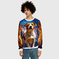 Свитшот мужской Джек Рассел терьер в космосе, цвет: 3D-белый — фото 2