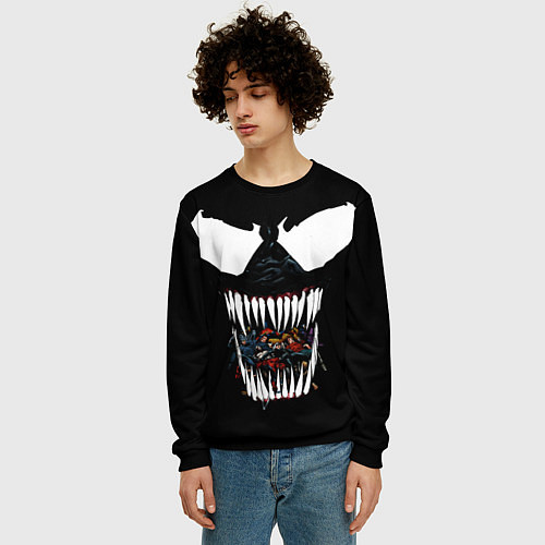 Мужской свитшот Веном жрет / 3D-Черный – фото 3