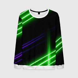Свитшот мужской Green pink purple line, цвет: 3D-белый