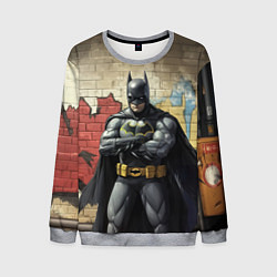 Свитшот мужской Бэтмен на фоне стены, цвет: 3D-меланж