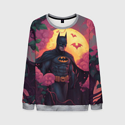 Свитшот мужской Бэтмен и дерево с цветами, цвет: 3D-меланж