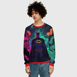 Свитшот мужской Бэтмен красочное небо, цвет: 3D-красный — фото 2