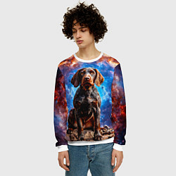 Свитшот мужской Дратхаар в космосе, цвет: 3D-белый — фото 2