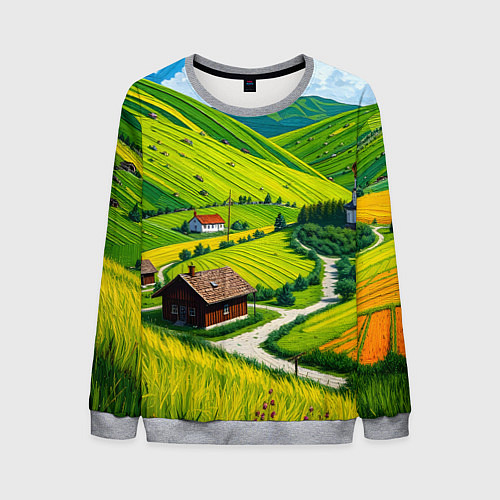 Мужской свитшот Русская душа и поле / 3D-Меланж – фото 1
