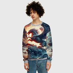 Свитшот мужской Пегас тёмных сил - нейроарт, цвет: 3D-меланж — фото 2