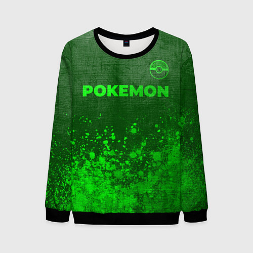 Мужской свитшот Pokemon - green gradient посередине / 3D-Черный – фото 1