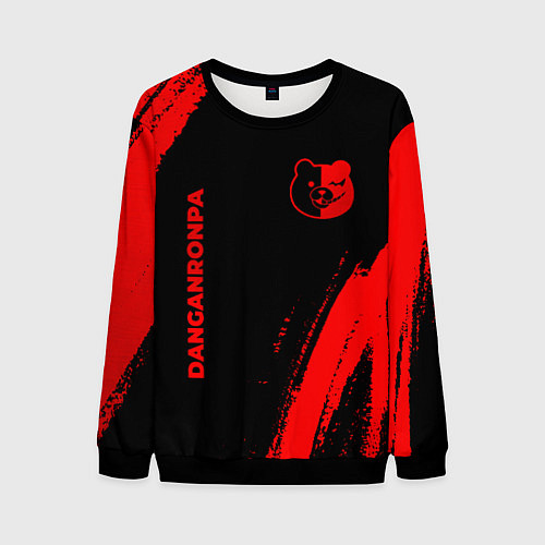 Мужской свитшот Danganronpa - red gradient вертикально / 3D-Черный – фото 1