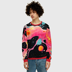 Свитшот мужской Розовая текстура в черном, цвет: 3D-красный — фото 2