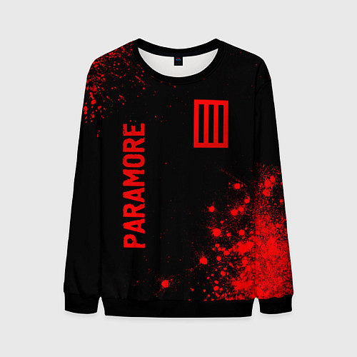Мужской свитшот Paramore - red gradient вертикально / 3D-Черный – фото 1